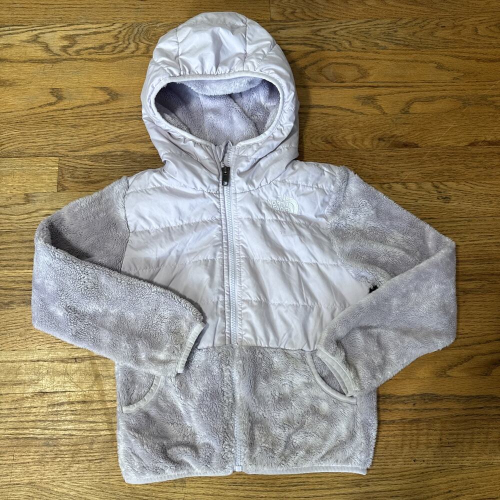 The North Face Girls Mashup Sherpa Hooded Full Zip Jacket Lavender Fog Sz S 7/8